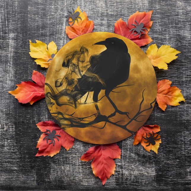 Schwarzer Raven in Totenbaum Halloween Pappteller (Von Creator hochgeladen)