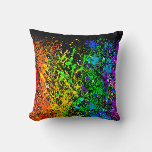 Schwarzer Regenbogen Farbe Farbklecks Bunt Kissen