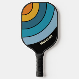 Schwarzer Regenbogen Kreis Streifen mit Namen Pickleball Schläger