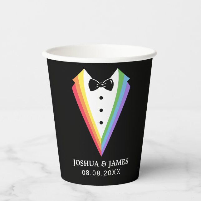 Schwarzer Regenbogen Personalisierte Trauzeugen Ga Pappbecher (Vorderseite)