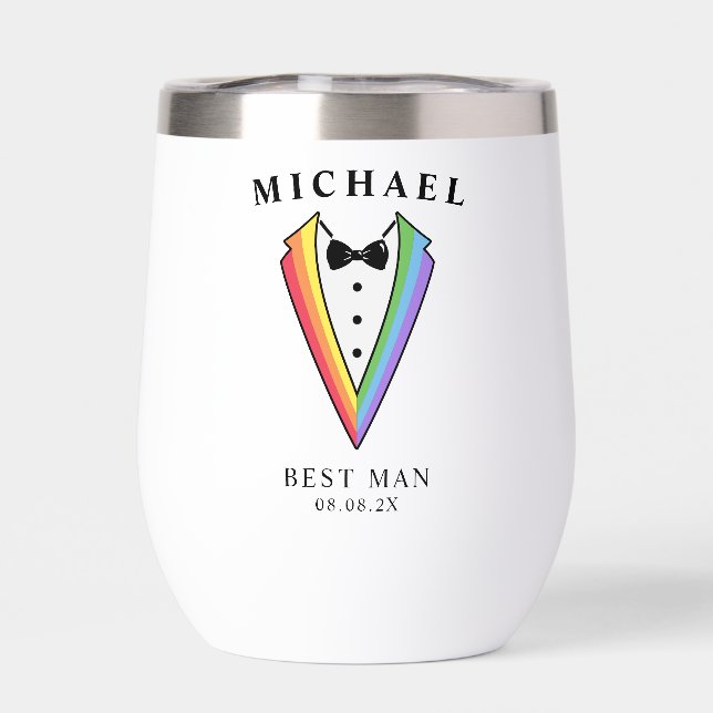 Schwarzer Regenbogen Personalisierter Trauzeuge Ga (Rückseite)