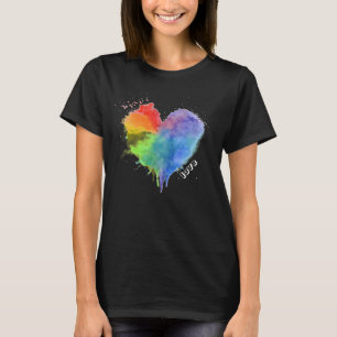 Schwarzer Regenbogen Spritzer Herzstück Liebe T Sh T-Shirt