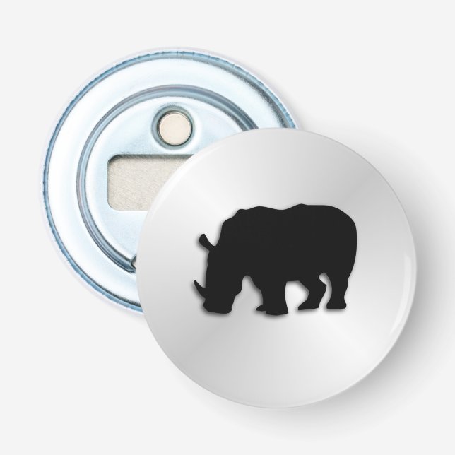 Schwarzer Rhino auf Silver Flaschenöffner (Vorderseite)