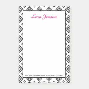 Schwarzer Rhomboid im weißen Hintergrund Post-it Klebezettel