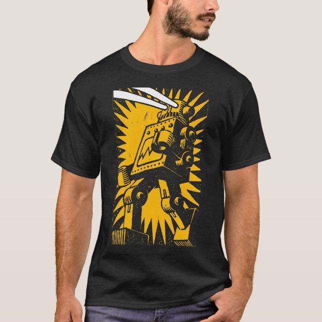 Schwarzer Roboter T-Shirt (Vorderseite)