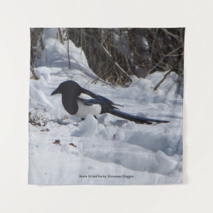 Schwarzer Rocky Mountain Magpie-Quadrat Wandteppich