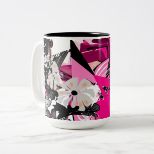 Schwarzer & Rosa Abstrakter Becher Zweifarbige Tasse