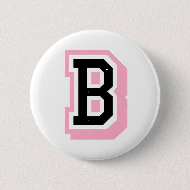 schwarzer rosa Buchstabe B Button (Vorderseite)