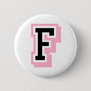 schwarzer rosa Buchstabe F Button