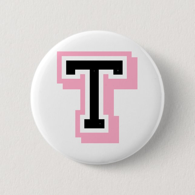 schwarzer rosa Buchstabe T Button (Vorderseite)
