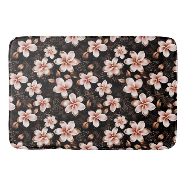 Schwarzer Rosa Rosa Rose Gold Floral Badematte (Vorderseite)