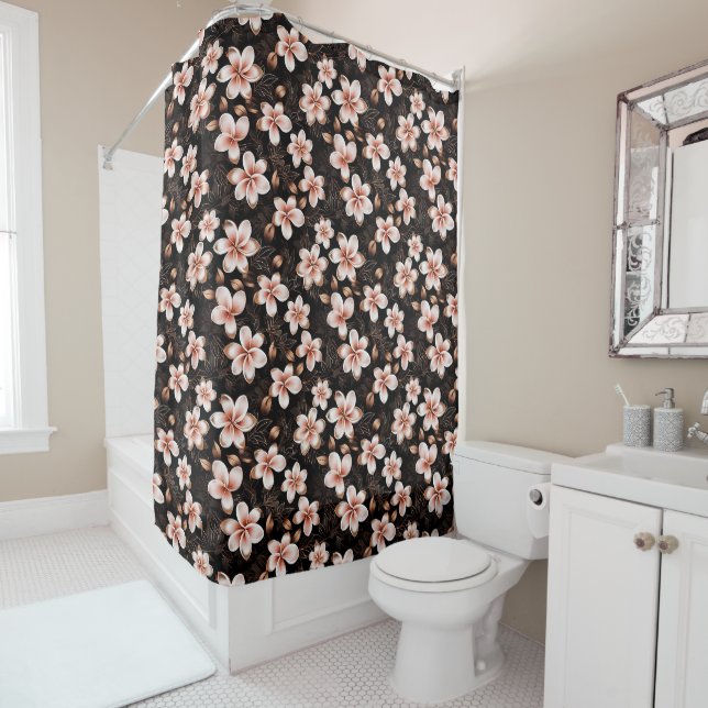 Schwarzer Rosa Rosa Rose Gold Floral Duschvorhang (Beispiel)