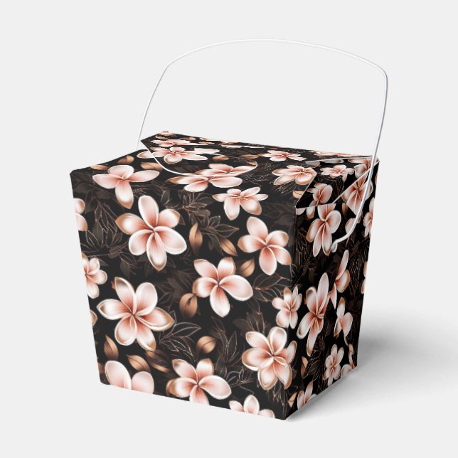 Schwarzer Rosa Rosa Rose Gold Floral Geschenkschachtel (Vorderseite)