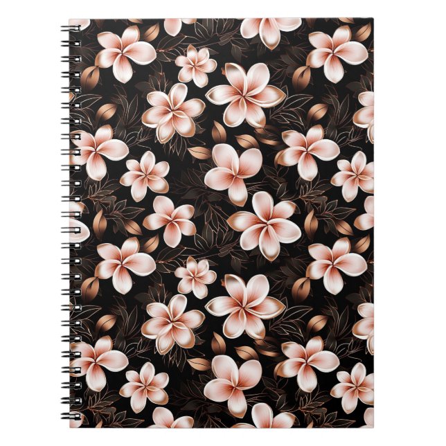 Schwarzer Rosa Rosa Rose Gold Floral Notizblock (Vorderseite)
