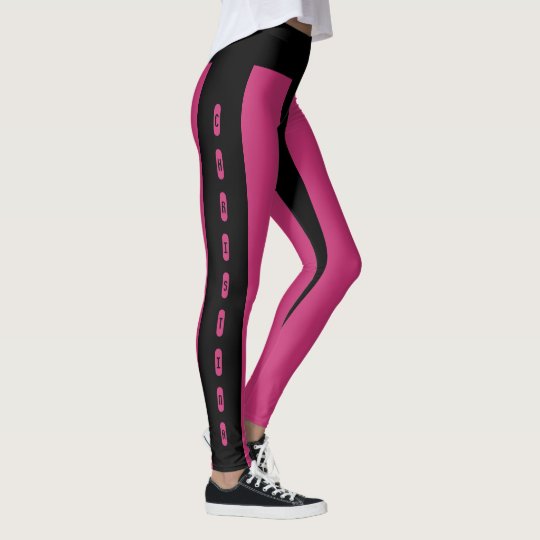 Schwarzer rosa Streifen-Muster-individueller Name Leggings