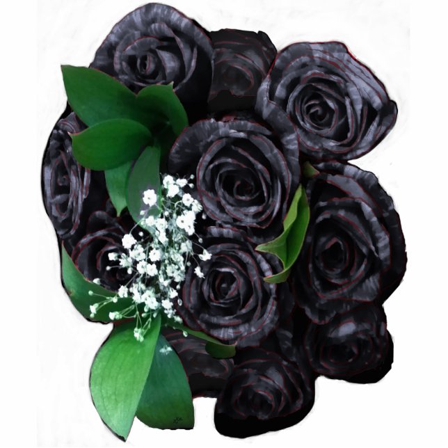 SCHWARZER ROSEN-BLUMENSTRAUSS 3D FREISTEHENDE FOTOSKULPTUR  (Vorne)