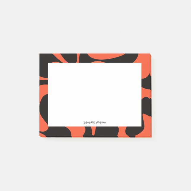 Schwarzer Rost Orange Weißer Individuelle Name Post-it Klebezettel (Vorderseite)