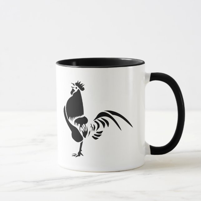 Schwarzer Roster krönen den guten Morgen Alarm Tasse (Rechts)