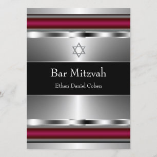 Schwarzer roter Davidstern Bar Mitzwa Einladung