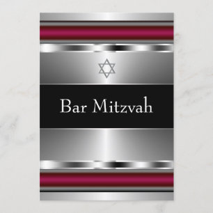 Schwarzer roter Davidstern Bar-Mitzwa-Vorlage Einladung