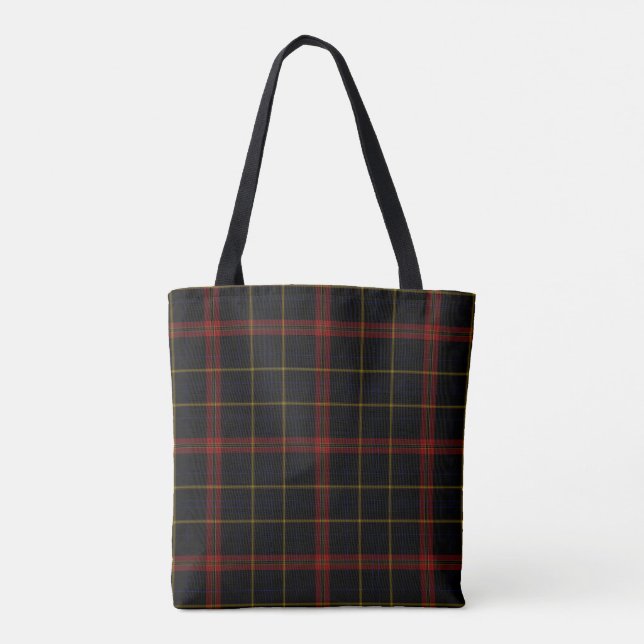 Schwarzer roter gelbes GoldTartan kariert Tasche (Rückseite)