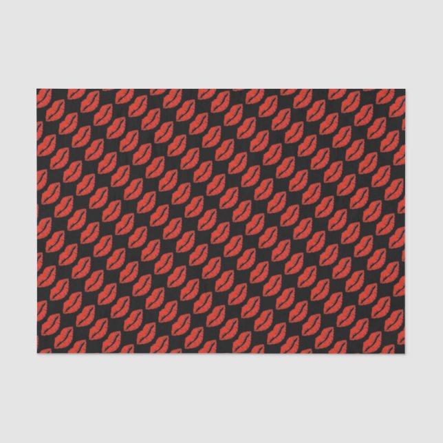 Schwarzer Roter Kuss Lippenstift Valentinisches Ge Seidenpapier (Vorderseite)