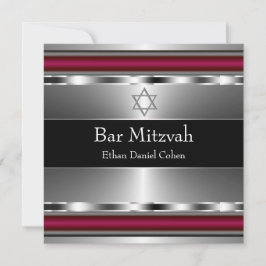 Schwarzer Roter Star von David Bar Mitzvah Einladung