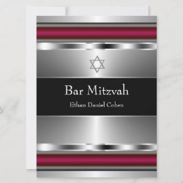 Schwarzer Roter Star von David Bar Mitzvah Einladung