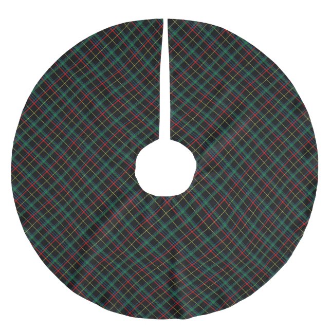 Schwarzer, Roter und Grüner Tartan Polyester Weihnachtsbaumdecke (Vorderseite)