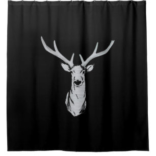 Schwarzer Rotwild-Duschvorhang Duschvorhang