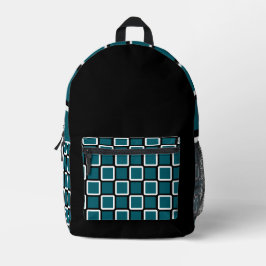 Schwarzer Rucksack mit dunklen, Aquamarinen und we