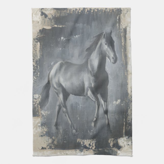 Schwarzer Running Stallion Geschirrtuch (Vertikal)