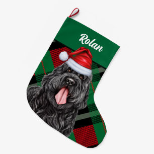 Schwarzer russischer Reiterurlaub Karierter Hund N Großer Weihnachtsstrumpf
