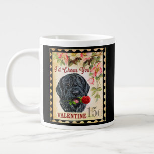 Schwarzer russischer Terrier Vintag Valentine mit Jumbo-Tasse