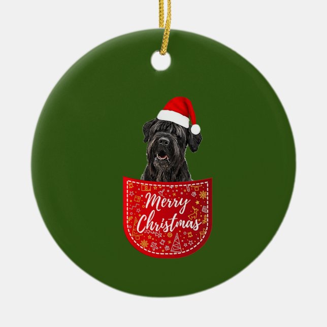 Schwarzer russischer Terrier Weihnachtshund in der Keramik Ornament (Vorne)