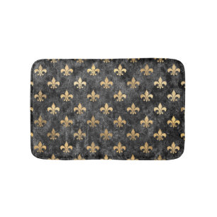 Schwarzer Samt Fleur De Lis Mardi Gras Orleans Badematte