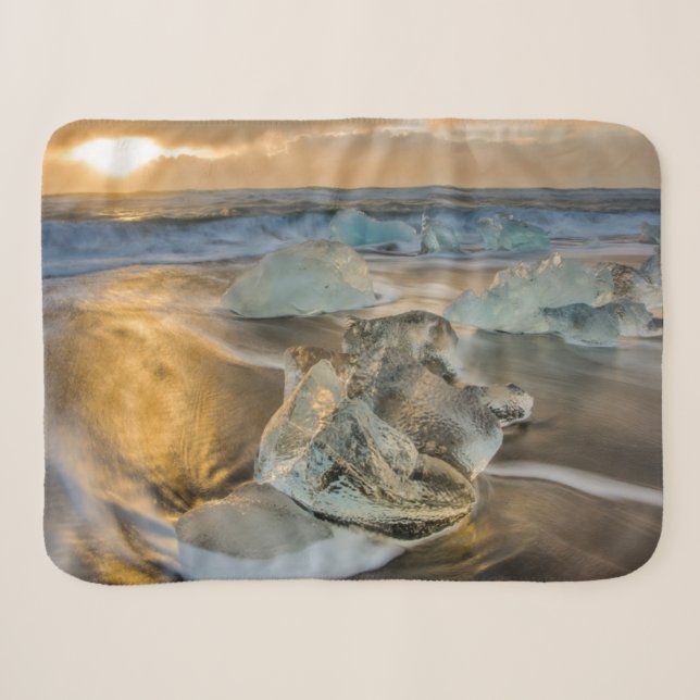 Schwarzer Sandstrand | Jokulsarlon Süd Island Sherpadecke (Vorderseite (Horizontal))