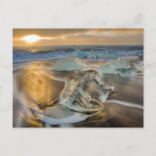 Schwarzer Sandstrand Jokulsarlon Südisland Postkarte