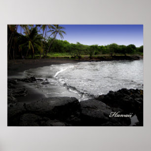 Schwarzer Sandstrand Poster