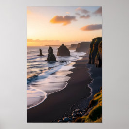 Schwarzer Sandstrand Poster