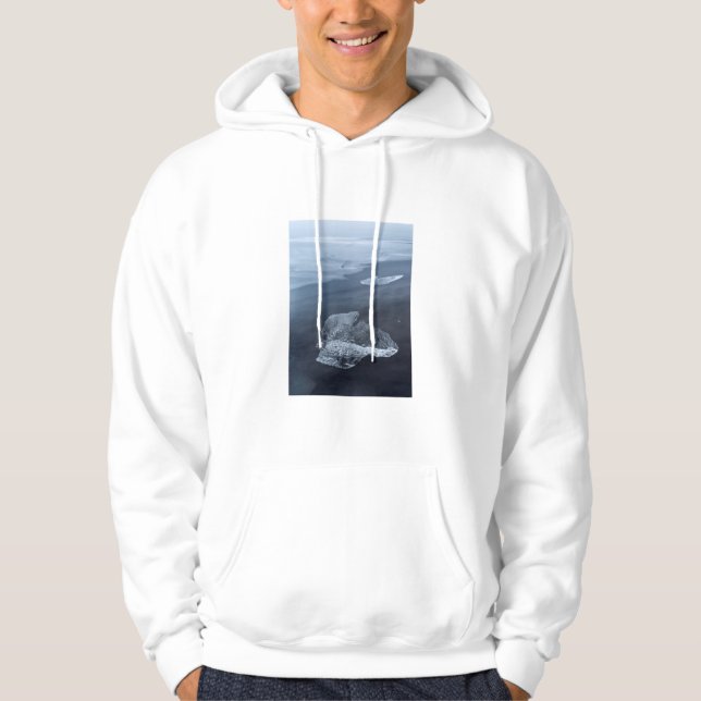 Schwarzer Sandstrand und Eis, Island Hoodie (Vorderseite)