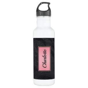 Schwarzer Sandy-Glitzer Edelstahlflasche