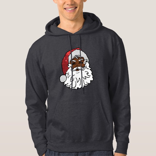 Schwarzer Santa-Claus Herren-Kapuzenpullover Hoodie (Vorderseite)