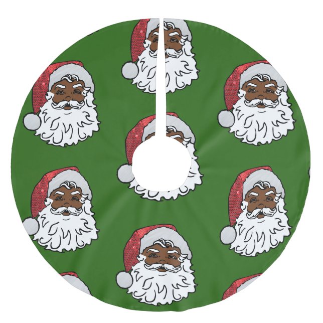 schwarzer Santa-Claus Polyester Weihnachtsbaumdecke (Vorderseite)