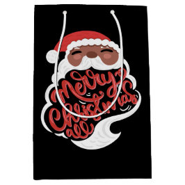 Schwarzer Santa | Frohe Weihnachten Alles, schwarz Mittlere Geschenktüte