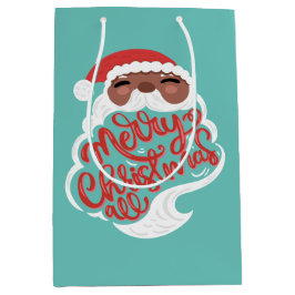 Schwarzer Santa | Frohe Weihnachten Alles, Türkis Mittlere Geschenktüte