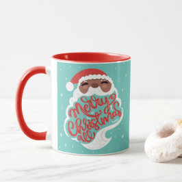 Schwarzer Santa | Frohe Weihnachten | Türkisblau Tasse