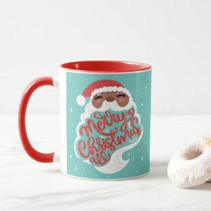 Schwarzer Santa   Frohe Weihnachten   Türkisblau Tasse