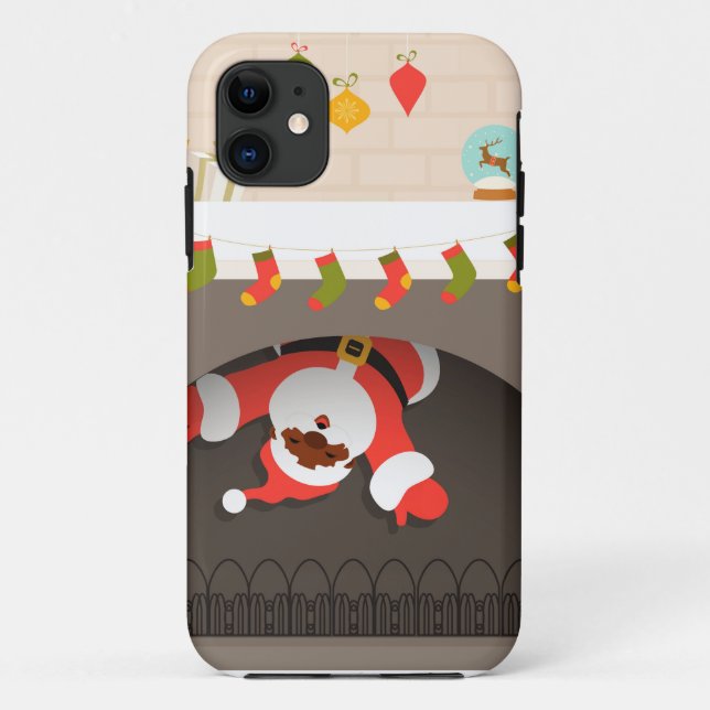 schwarzer Santa im Kamin festgehalten Case-Mate iPhone Hülle (Rückseite)