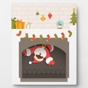 schwarzer Santa im Kamin festgehalten Fotoplatte